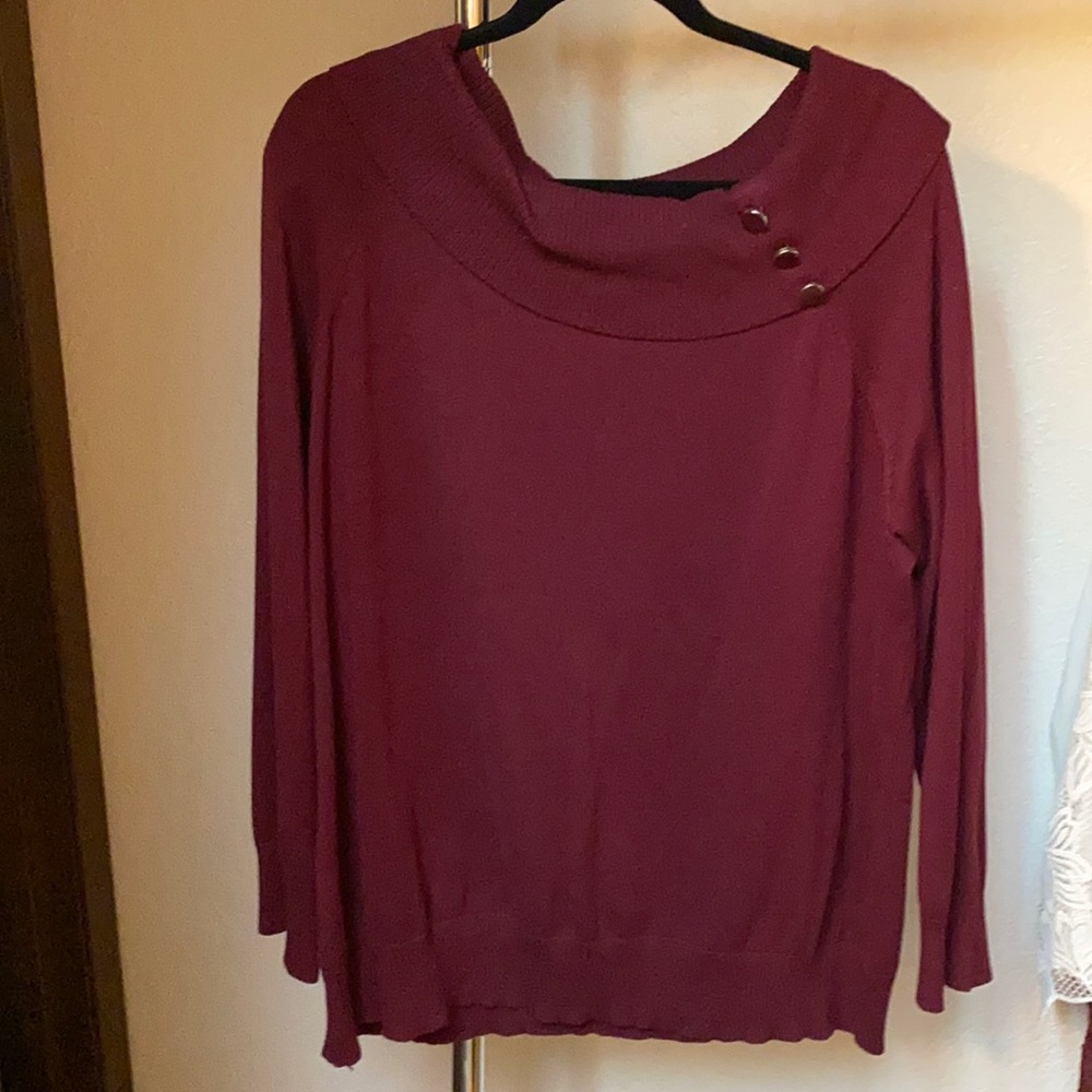 Plus Size Cowl-Neck Sweater; Burgundy;